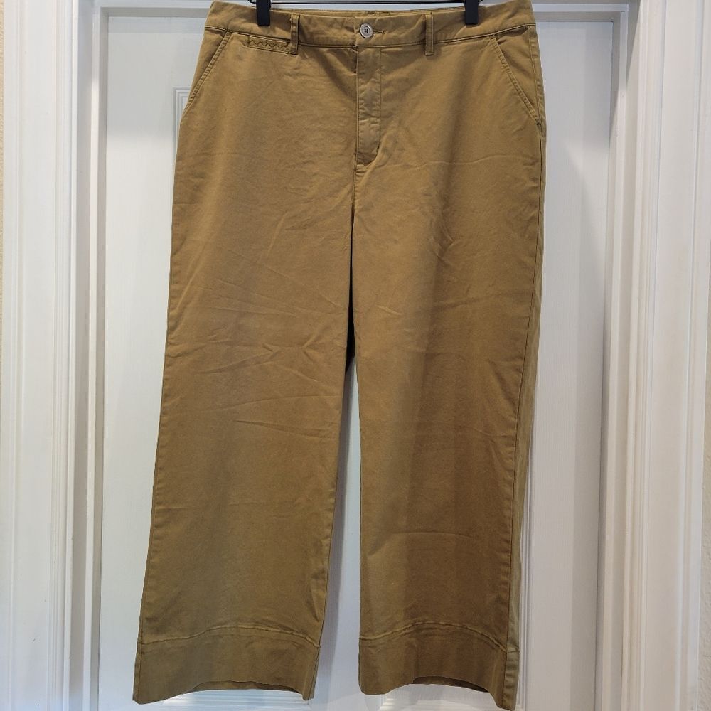 Garnet Hill organic cotton chino wide leg, brown/camel size 14